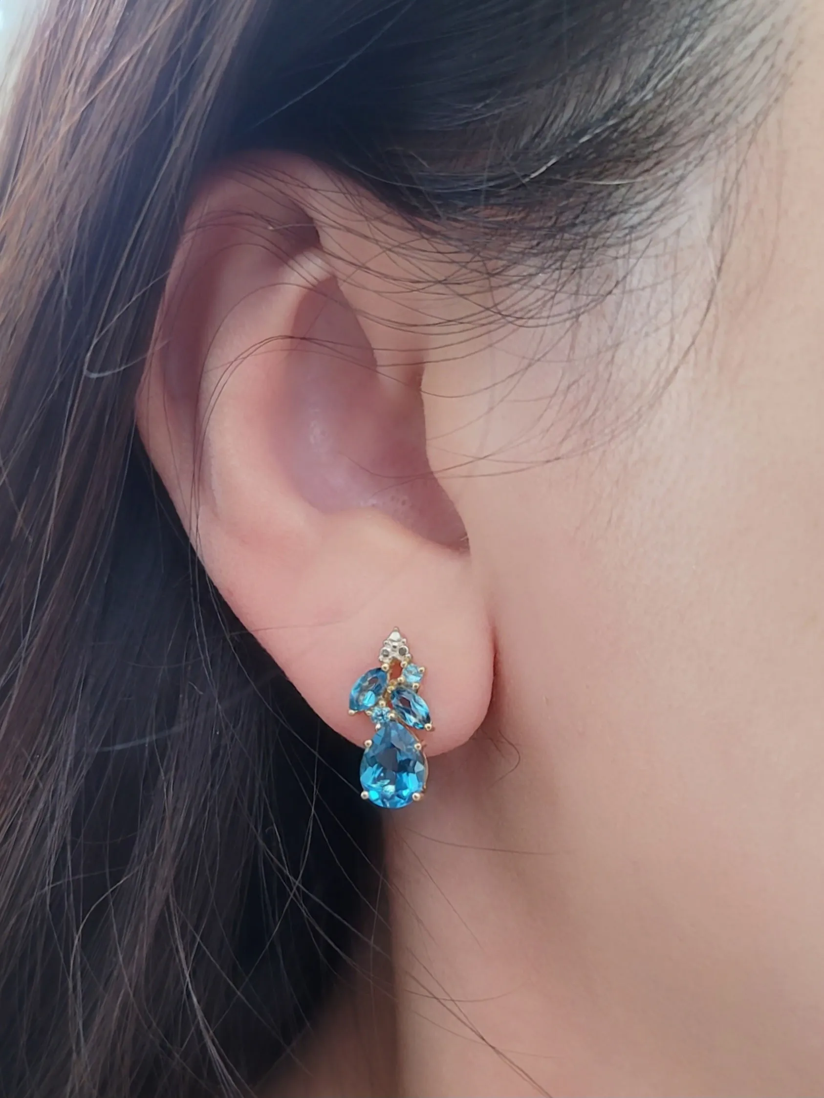 Multi Blue Topaz Earrings