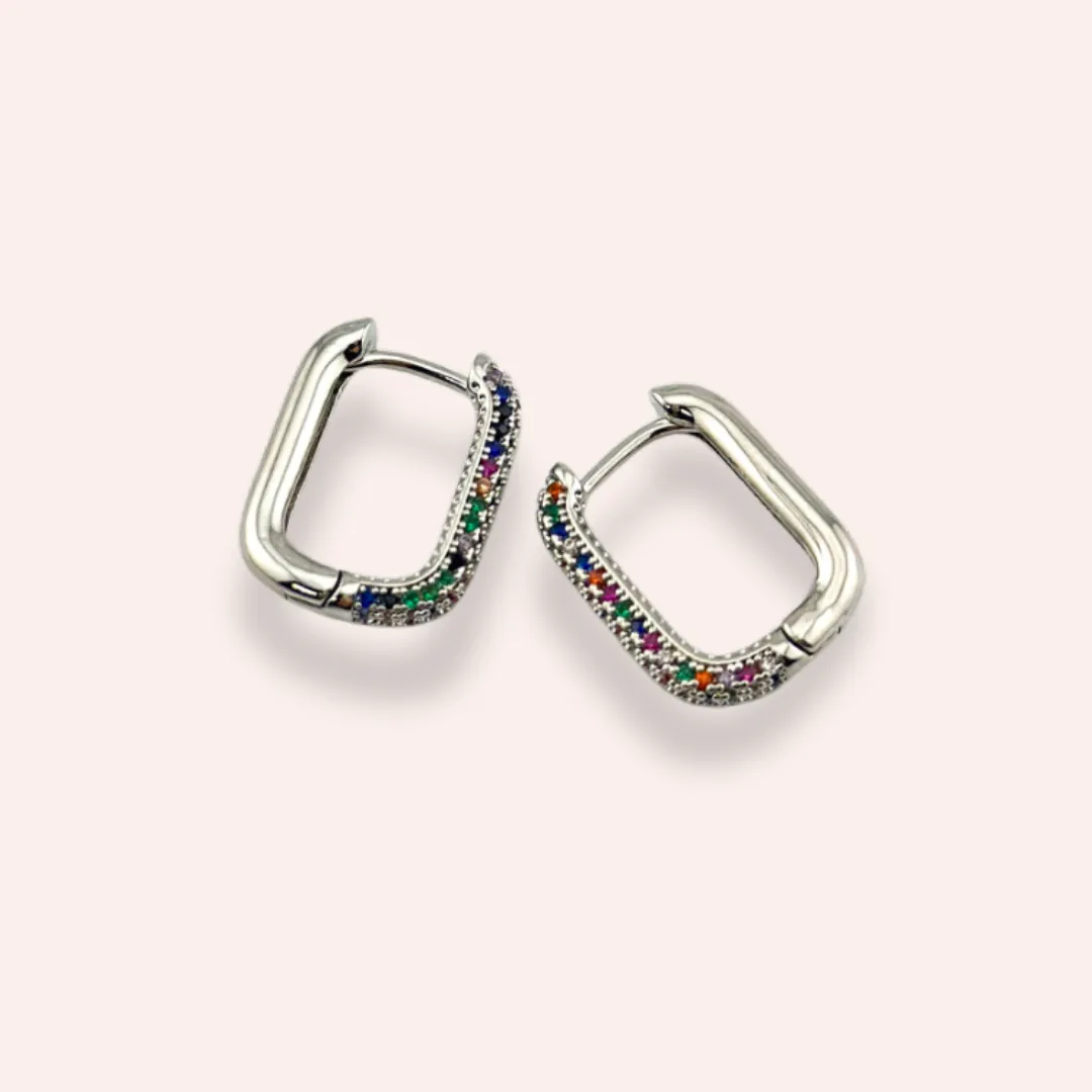 Multicolor Zircon Hoops silver