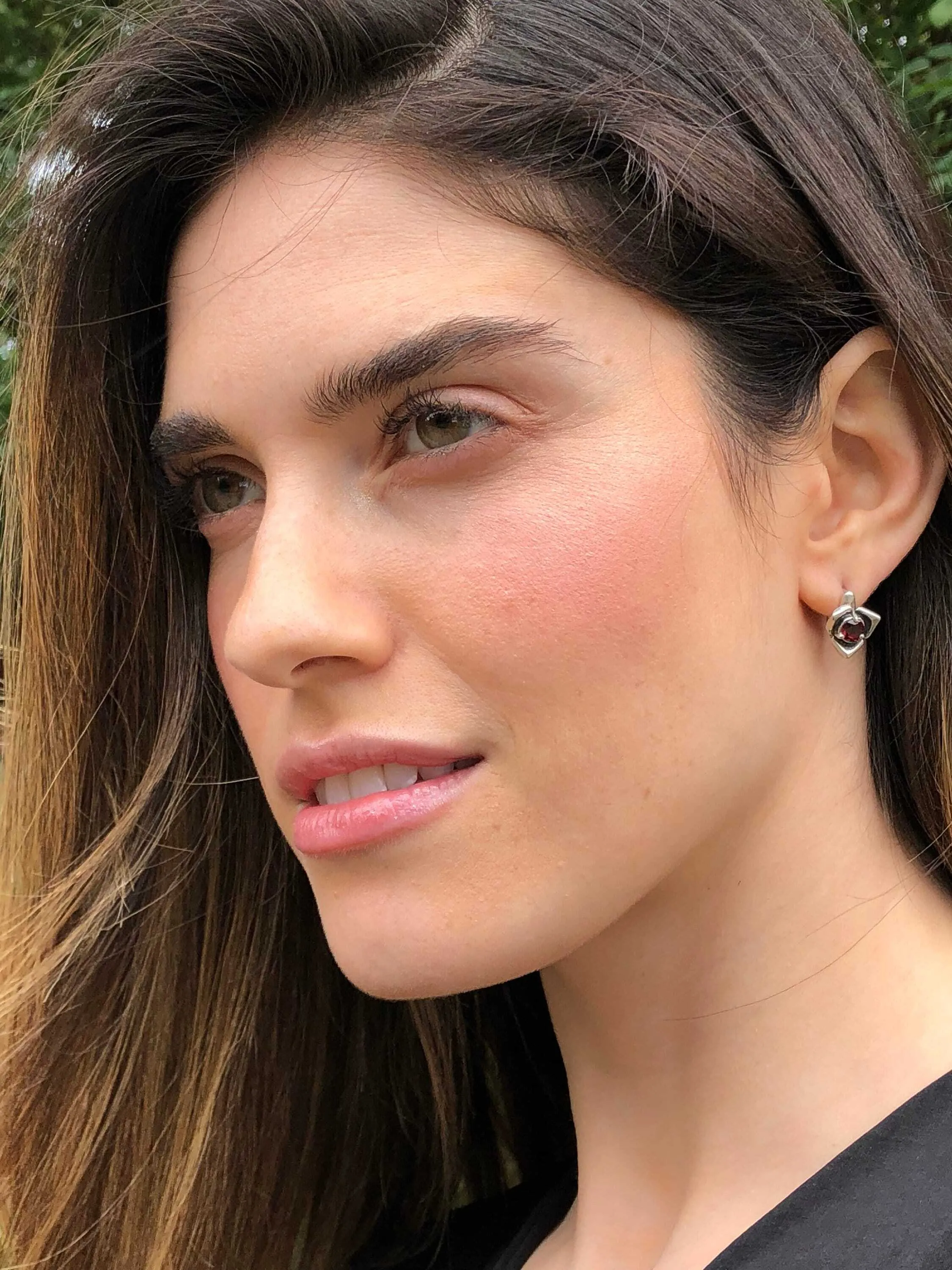 Opal Dainty Earrings - Flower Silver Studs - Rose Opal Earrings