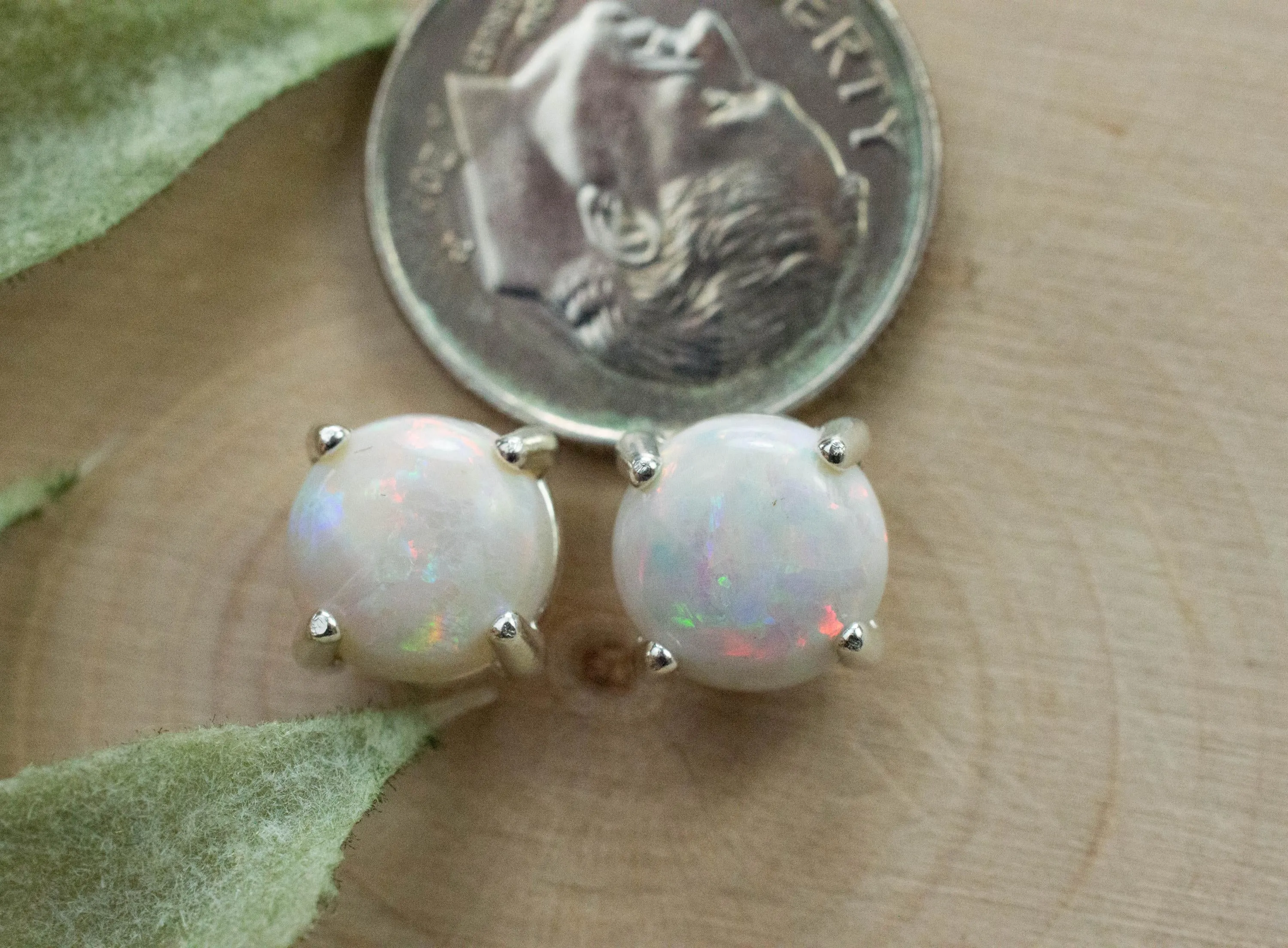 Opal Earrings, Natural Untreated Australia Opal; 2.195cts