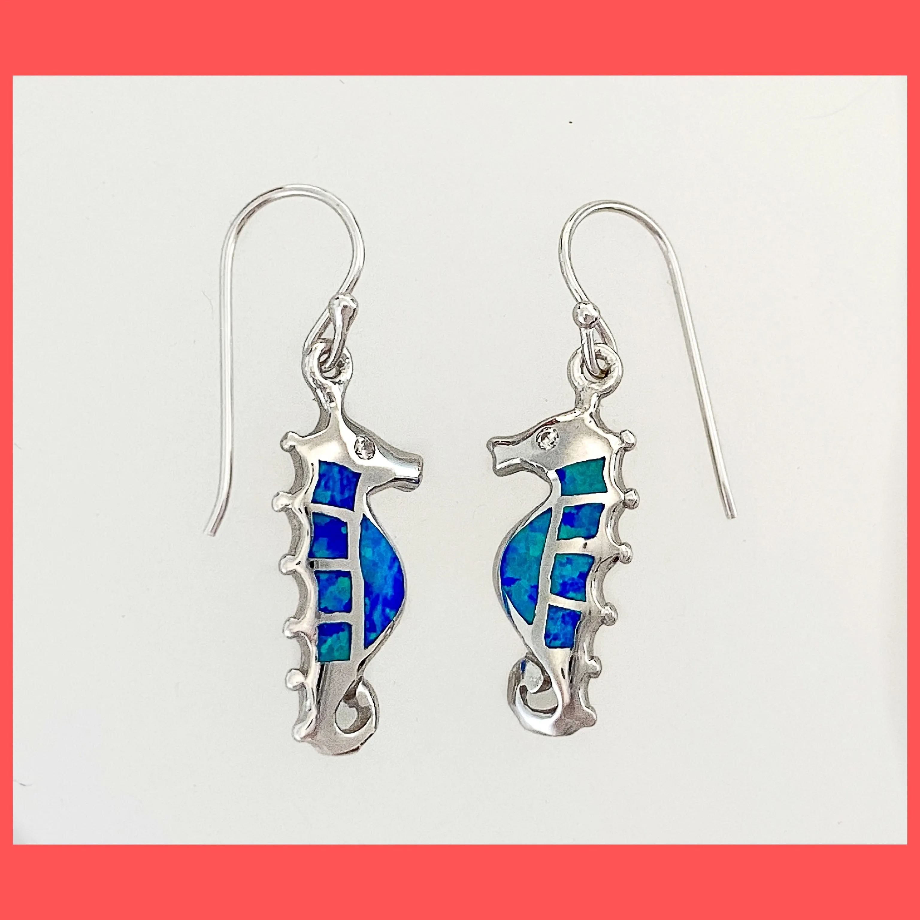 Opal Seahorse Earrings