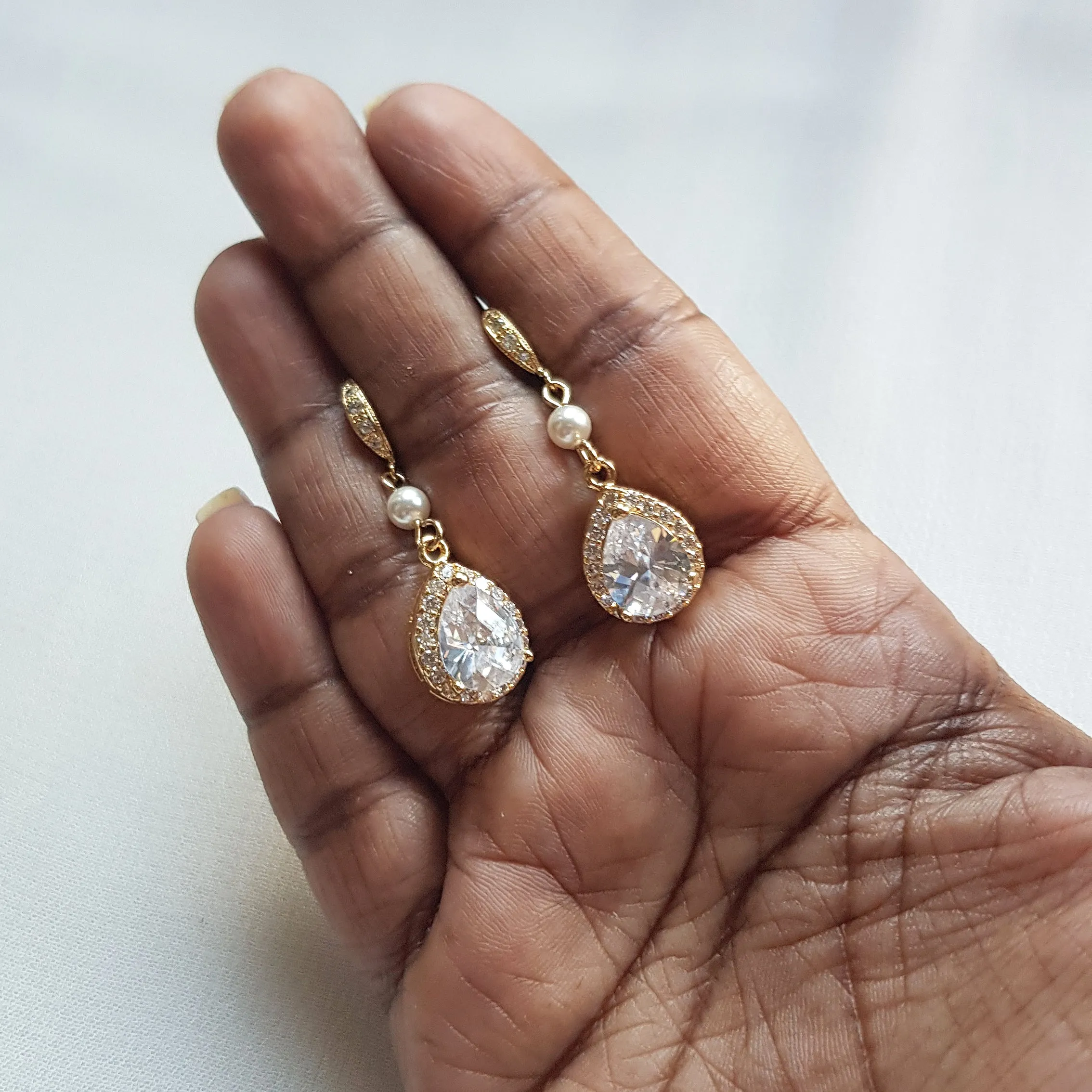 Pearl and crystal necklace and earring set, bridal jewelry set