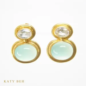 Peruvian Chalcedony and White Topaz Earrings