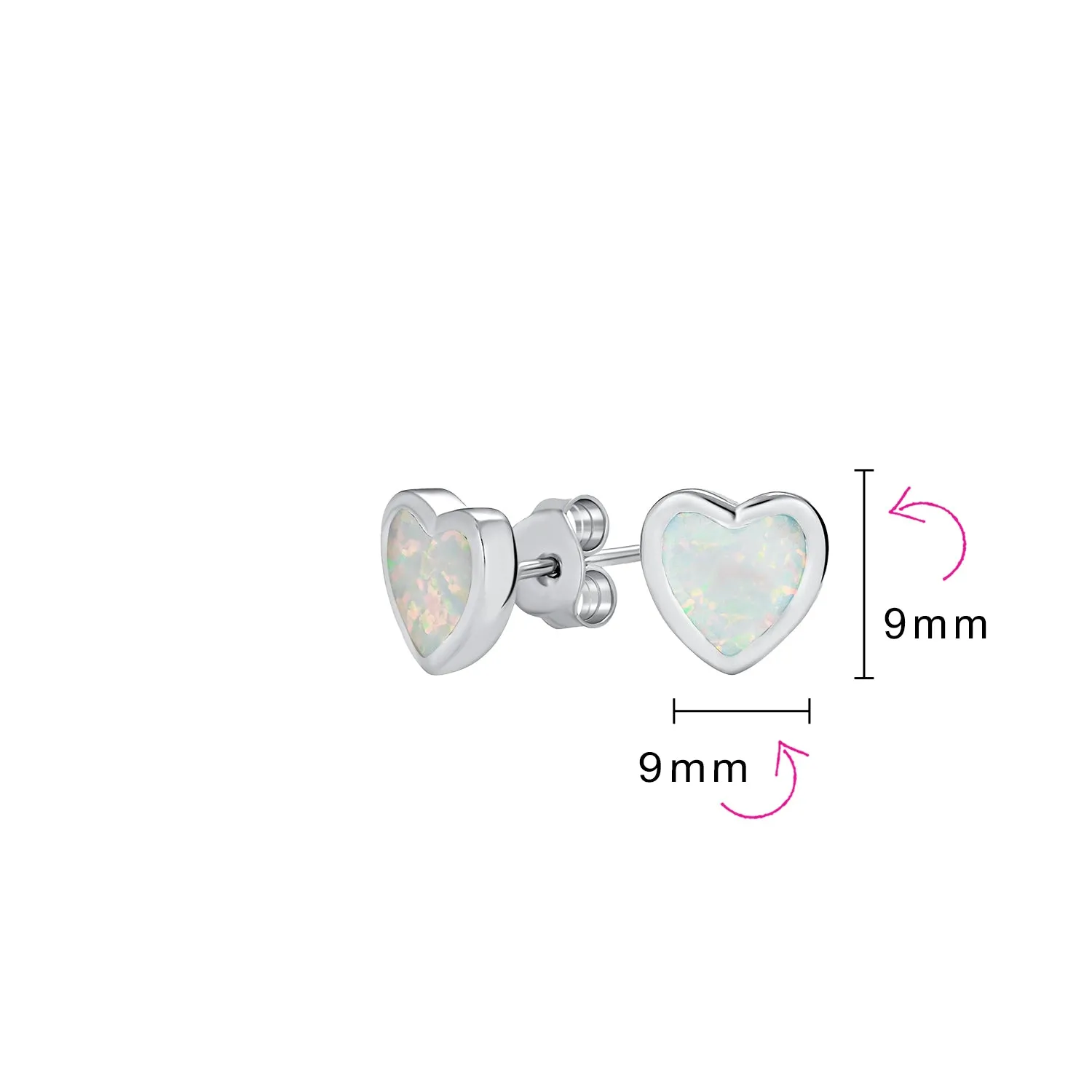 Romantic Bezel Set CZ Stud Earrings: Pink Blue Opal, Rose Gold Sterling Silver