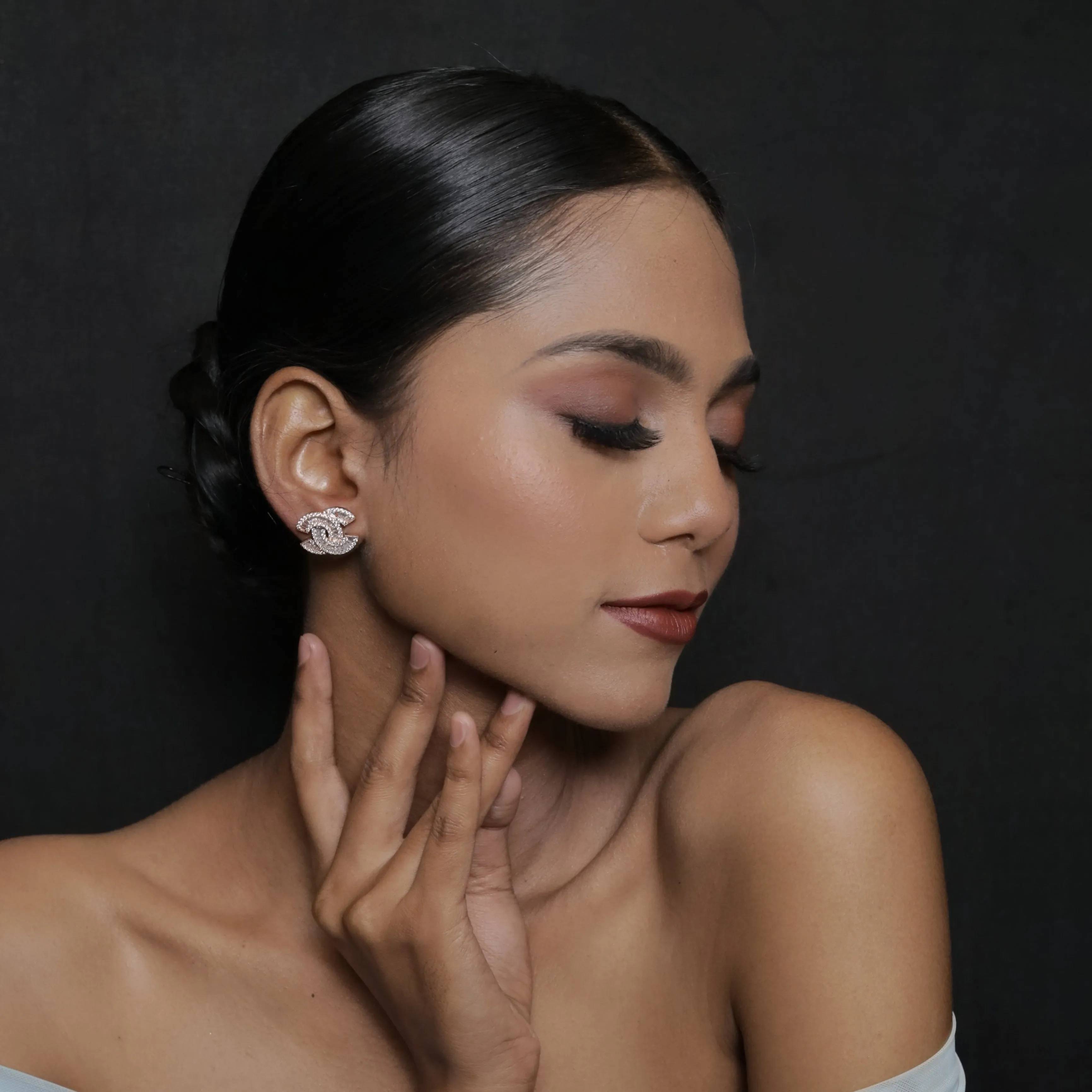 Rose Gold Zircon/AD Earring 15970-3117