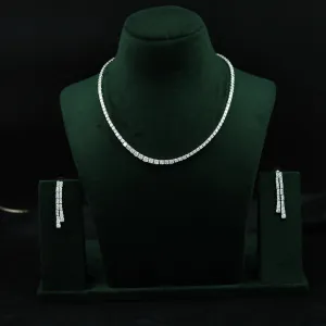 Round Neck Zircon/AD Necklace Set 12757-05