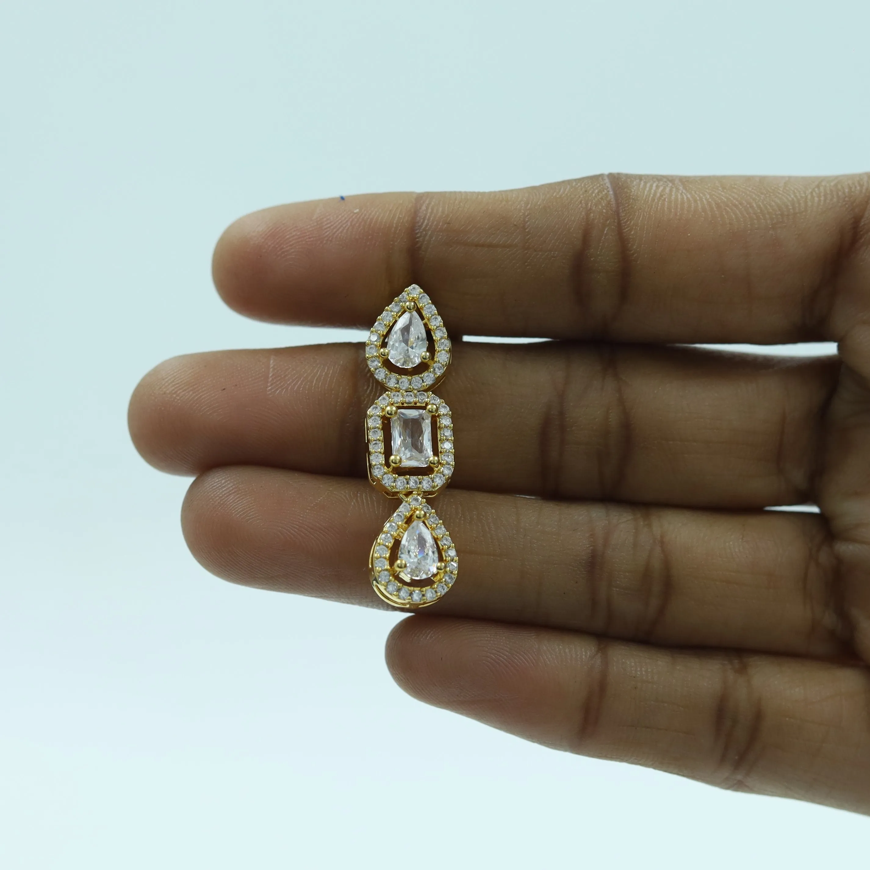 Round Neck Zircon/AD Necklace Set 13972-33
