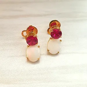 Ruby and White Opal Separates Earrings