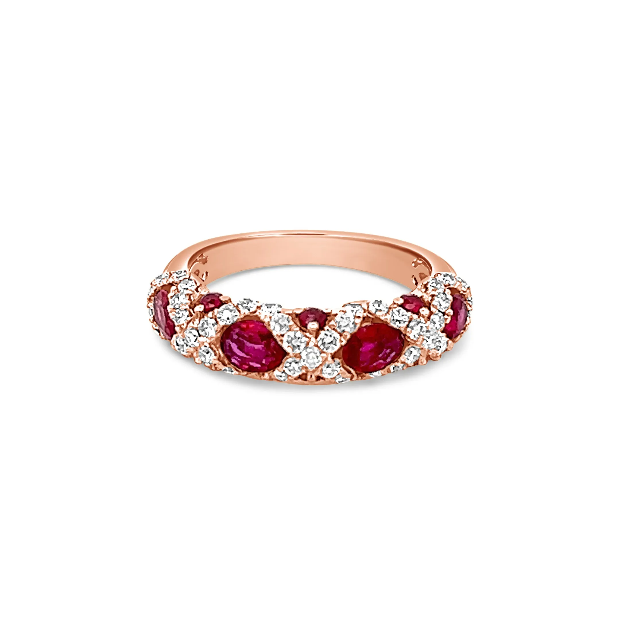 Ruby with Diamond Hugs and Kisses Ring
