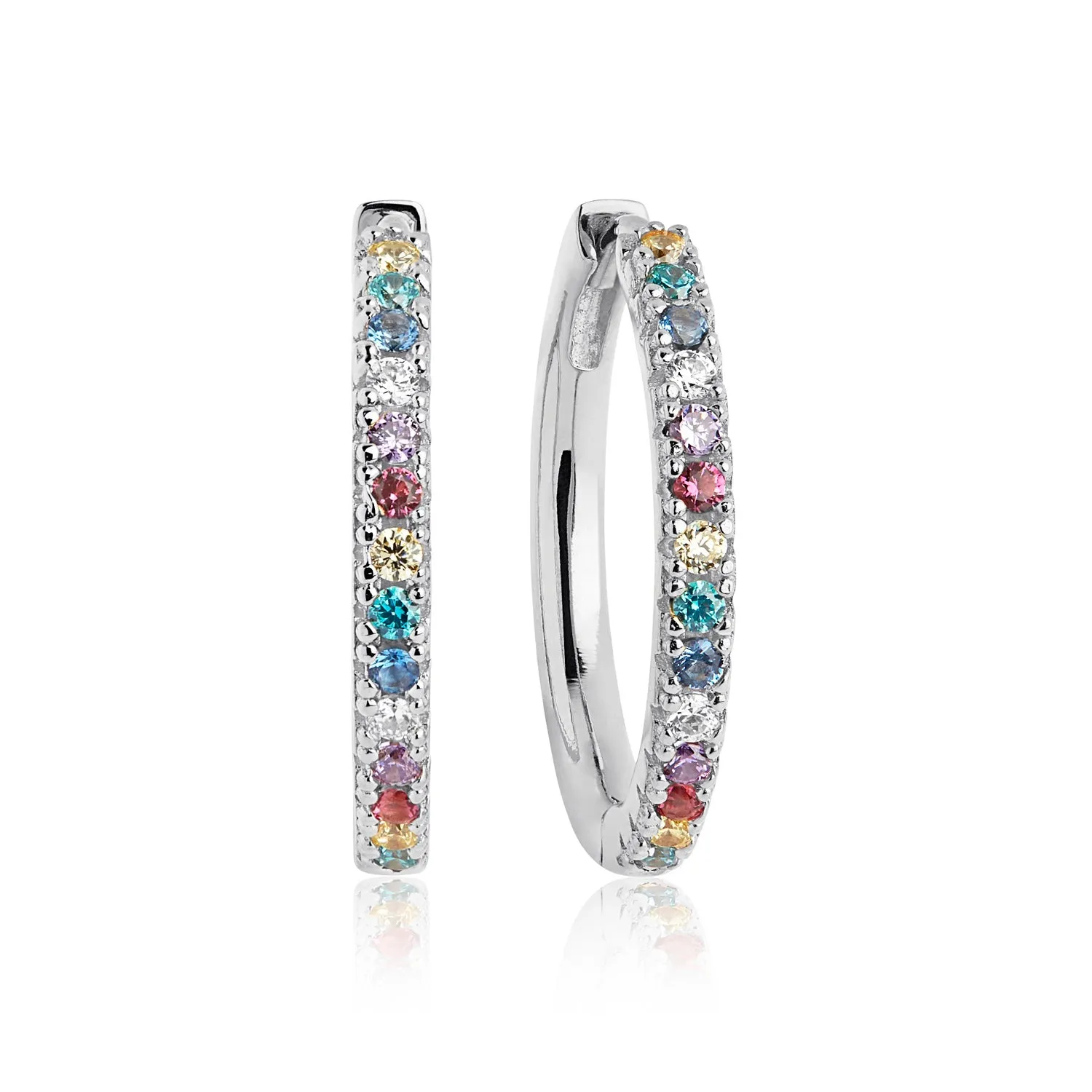 Sif Jakobs Silver and Colour CZ Medium Ellera Hoop Earrings