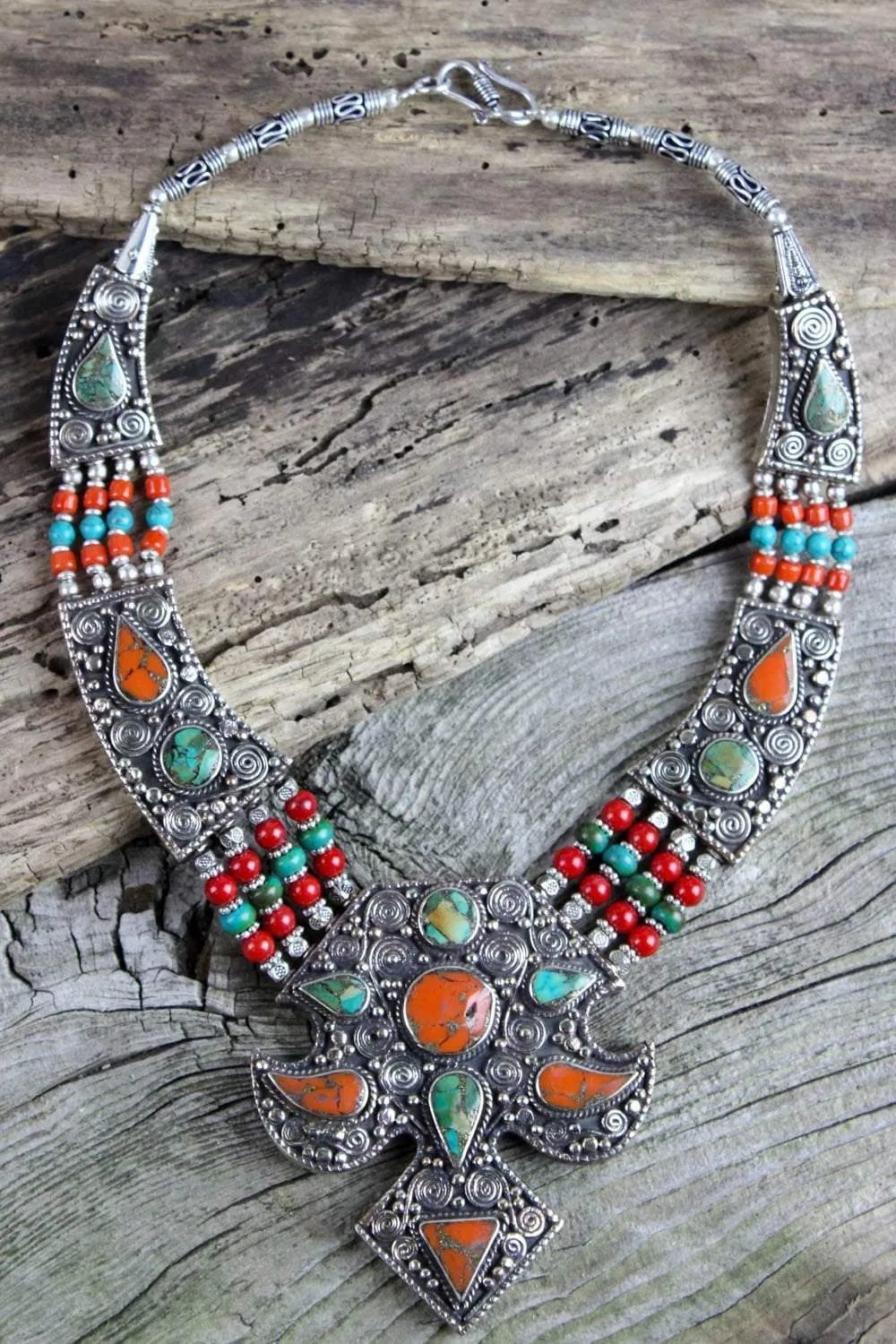 Silver Edged Tibetan Necklace