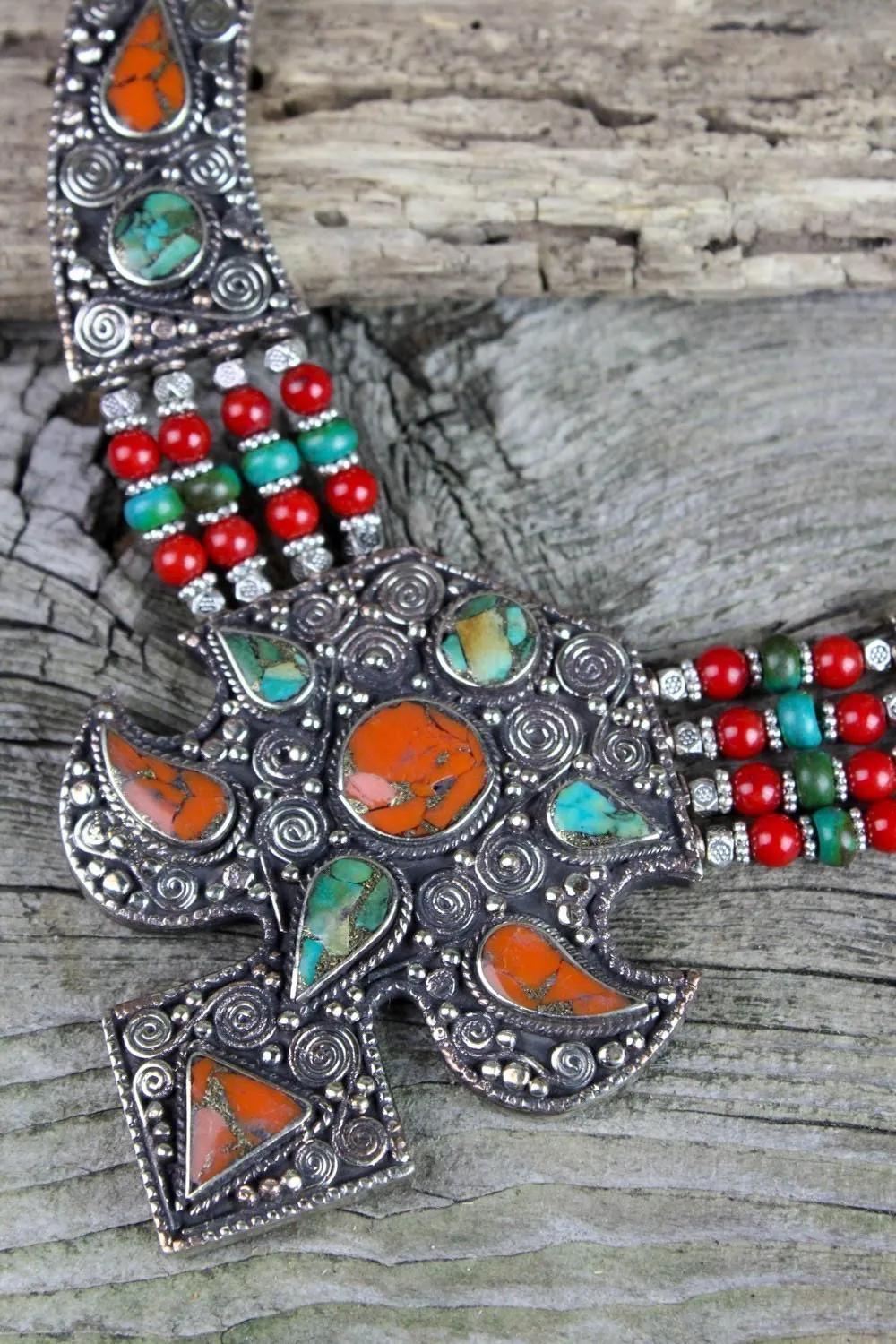 Silver Edged Tibetan Necklace