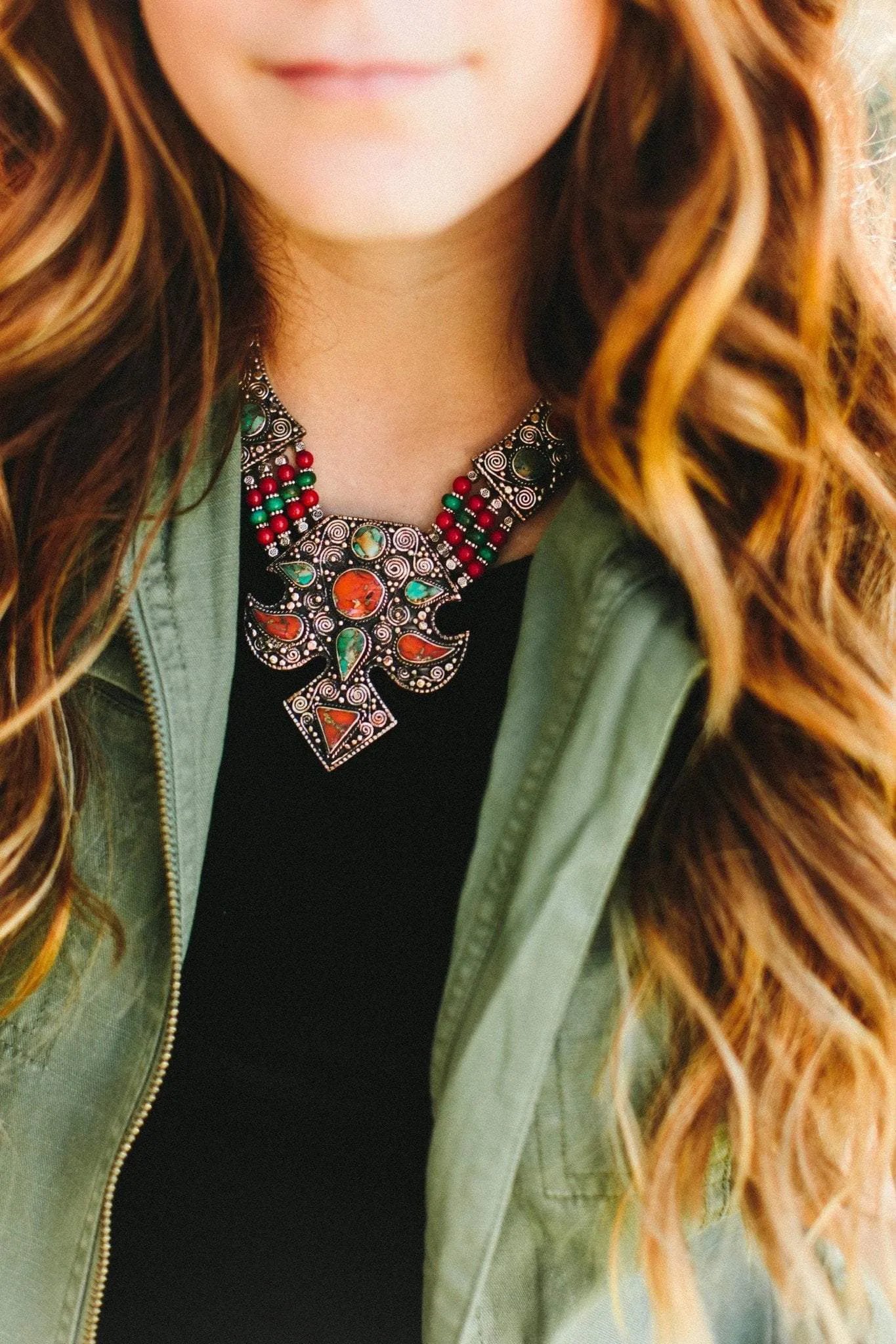 Silver Edged Tibetan Necklace