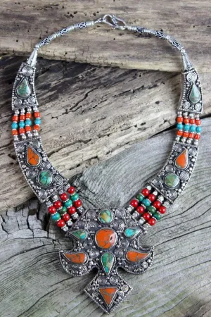 Silver Edged Tibetan Necklace