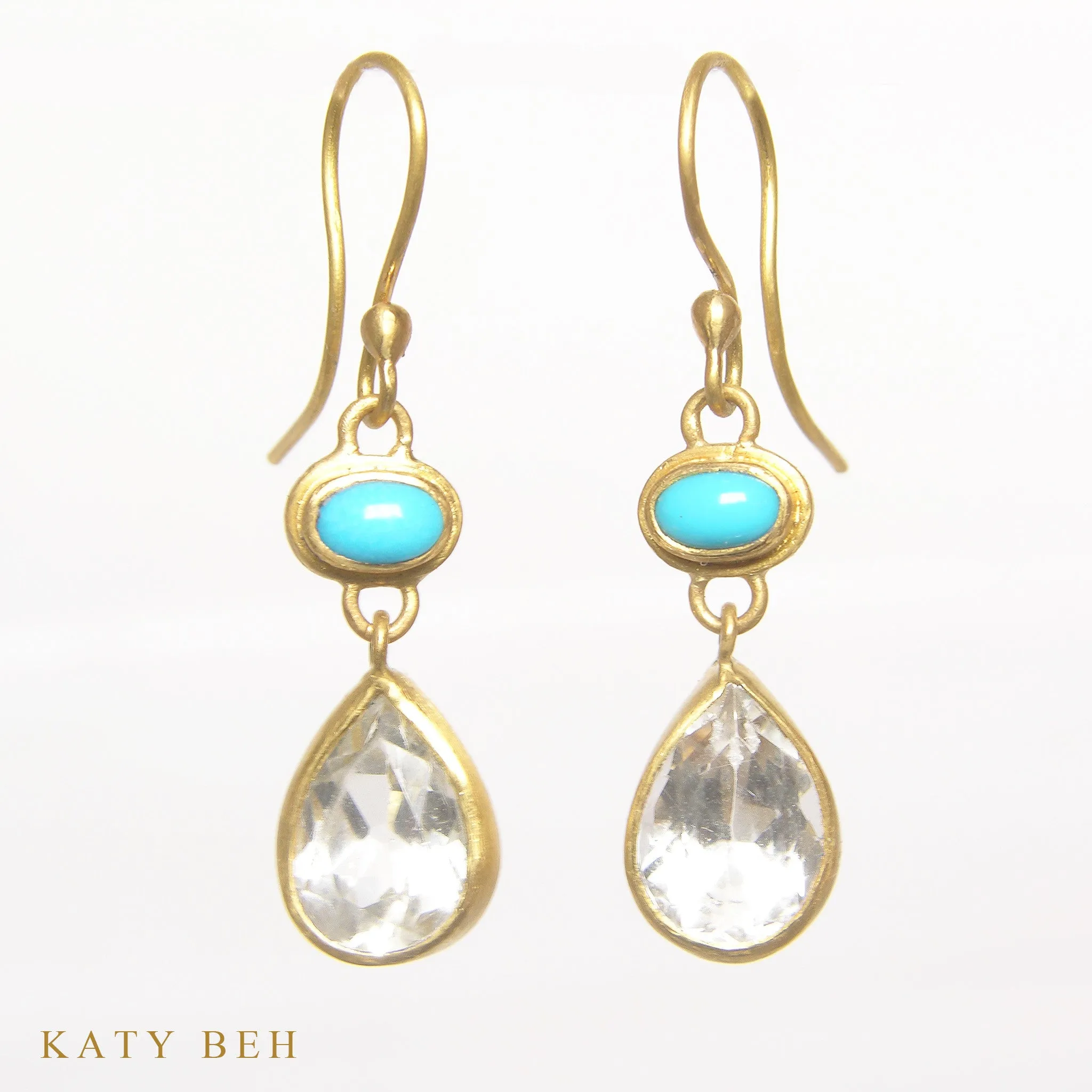 Sleeping Beauty Turquoise and White Topaz Earrings