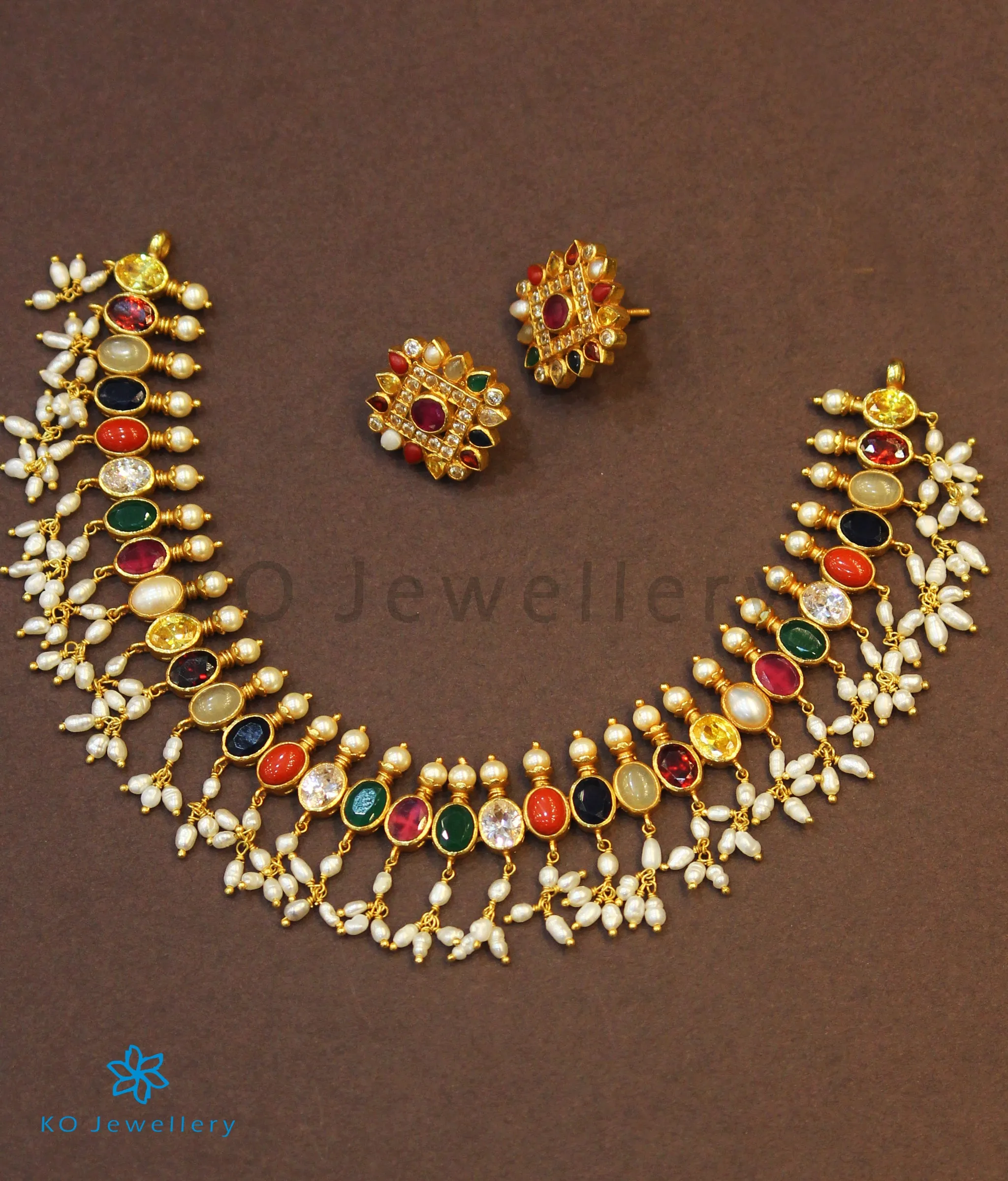The Vishruth Silver Navratna Necklace