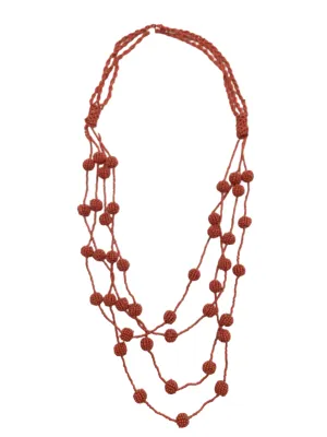 Vintage Beaded Coral Sautoir Necklace
