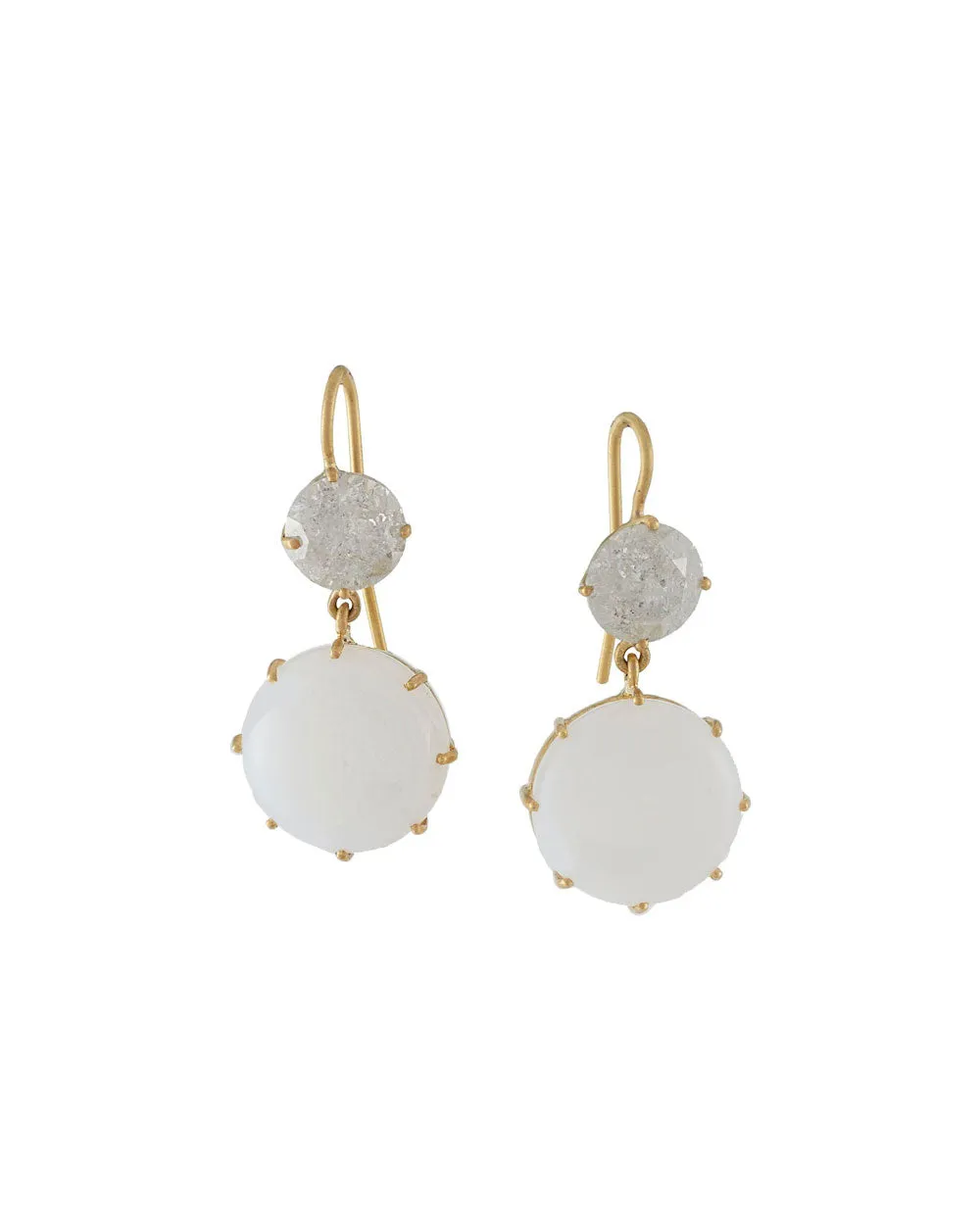 White Opal and Diamond Earrings