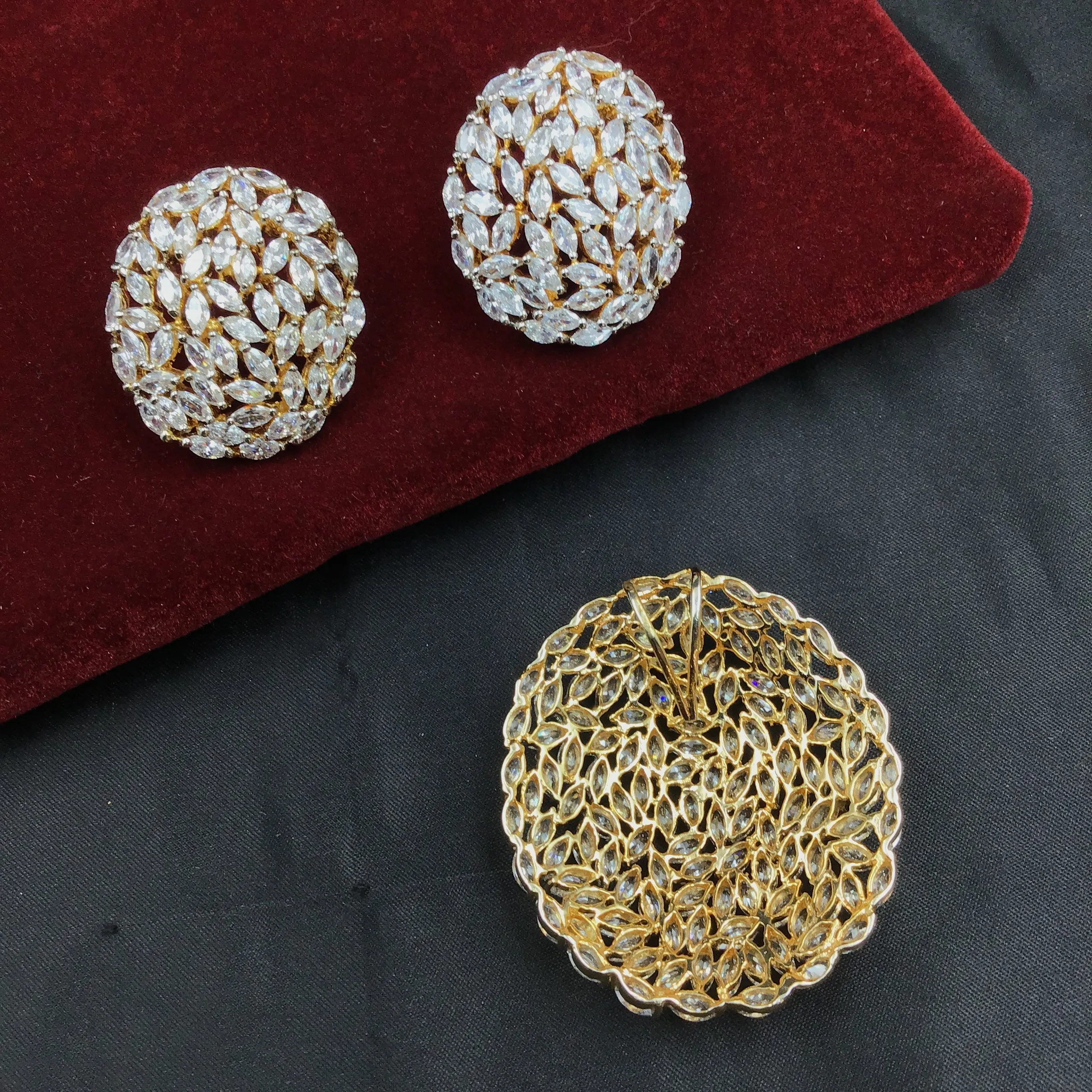 White Zircon/AD Pendant Set 1256-5321